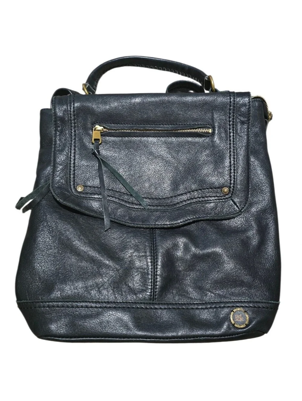 The Sak Black Leather Convertible Backpack Tote